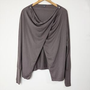 Lilla P Wrap Sweater Purple Gray Cotton Cashmere Women’s L